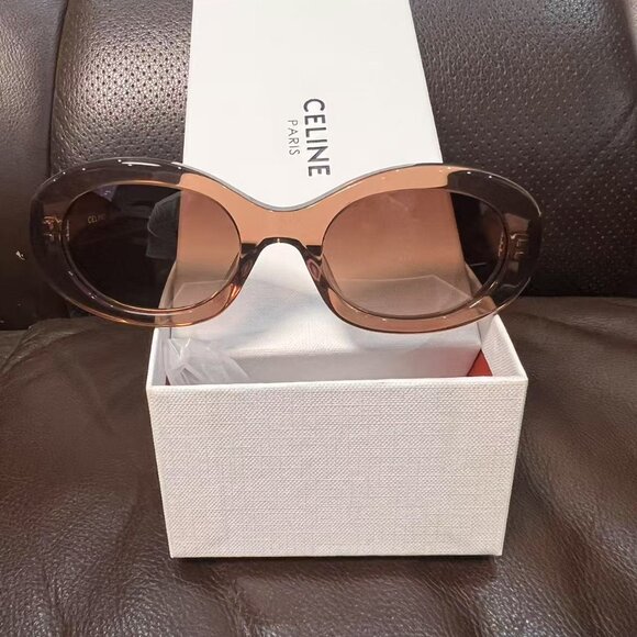 CELINE Triomphe 01 Sunglasses In Acetate BROWN CRYSTAL - Picture 1 of 7